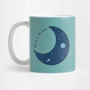 Fly Me To The Moon blue night design logo Mug